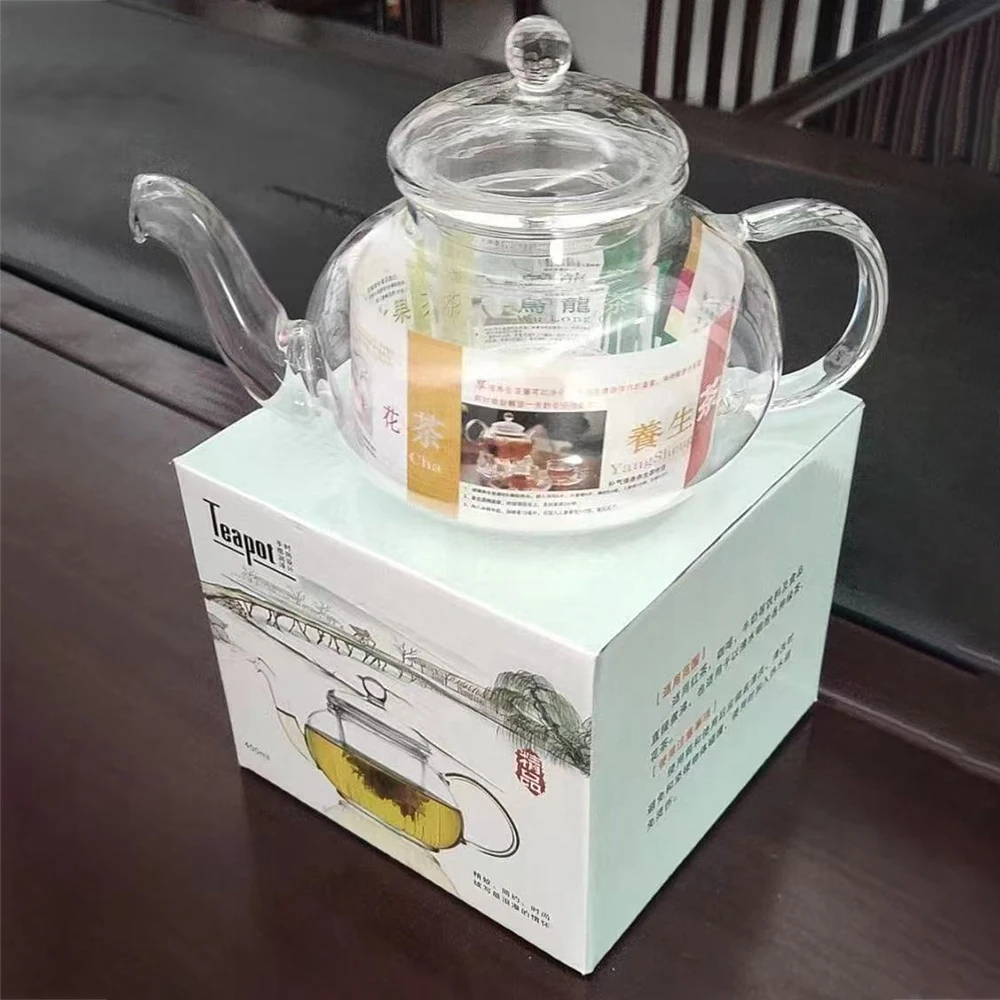 Термостойкий чайник, заварочный стеклянный чайник с ситечком-фильтром, 400 мл/800 мл/1000 мл, чайник с цветком пуэра, набор кофейных чашек