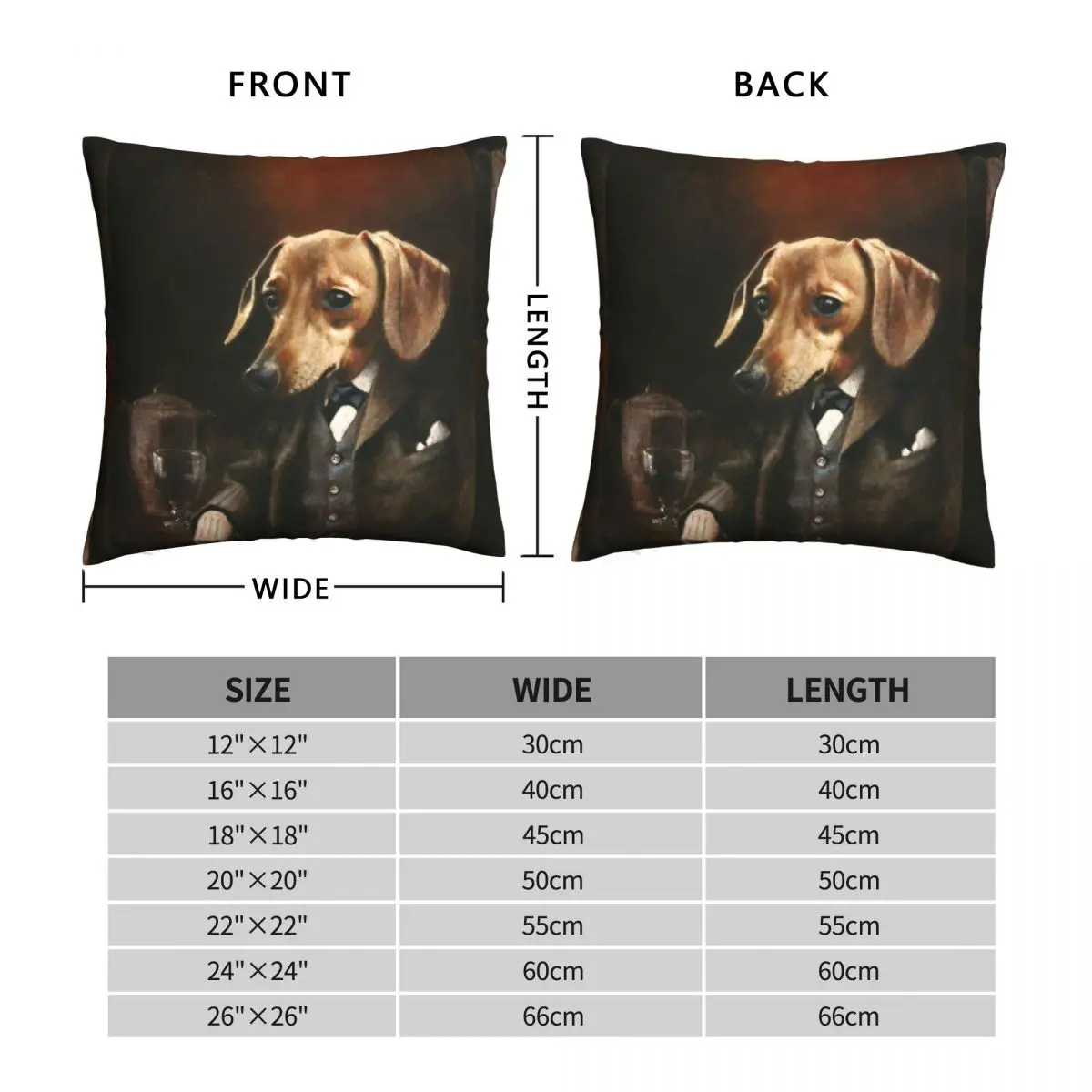 Victorian Gentleman Dachshund Square Pillowcase Polyester Linen Velvet Printed Zip Decorative Room Cushion Cover Wholesale