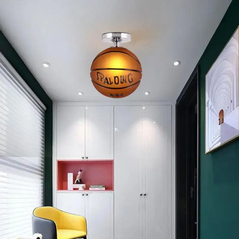 

Bar club decoration Basketball lamp Brown Basketball Ceiling Lamps Modern Hanging Fixtures Children Room Kid's Room Porch light