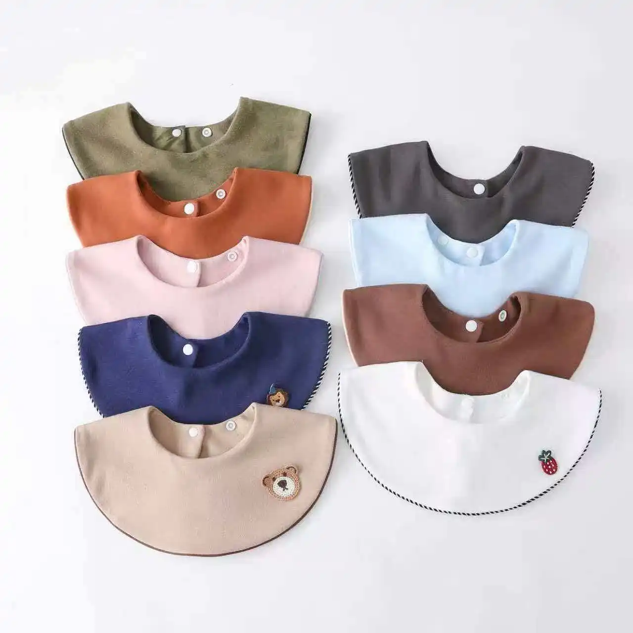 

High Quality Baby Bibs Newborn Cotton Soft Saliva Towel Infant Feeding Cloth Bandanas Color Blocking Pinny Waterproof U-shaped
