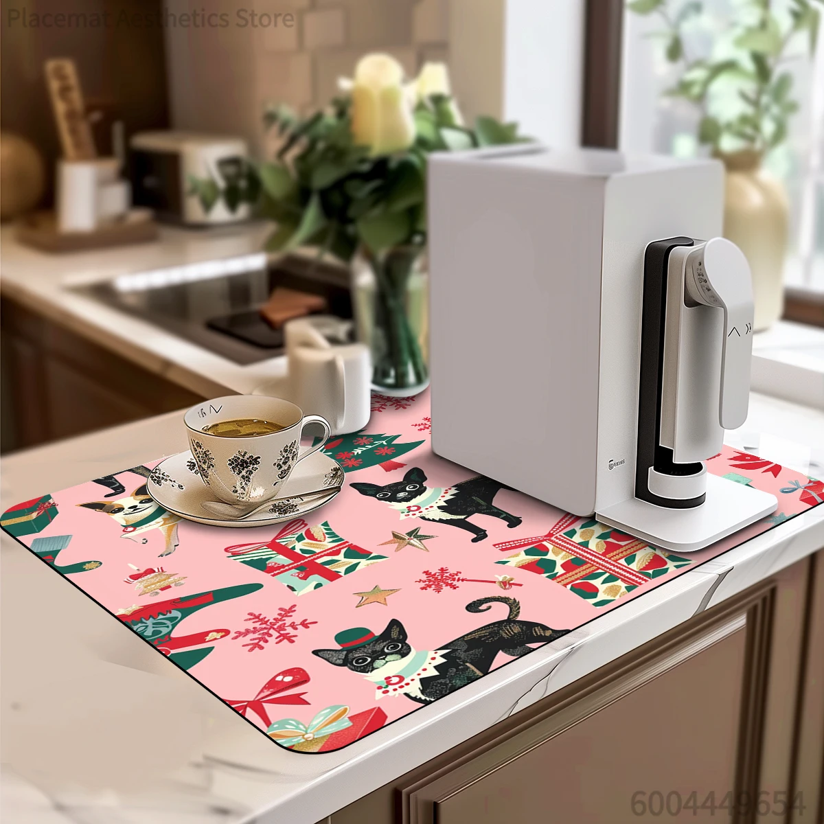 Antiskid Kitchen Absorbent Draining Mat Christmas Berry Super  Draining Coffee Dish Drying Mat Quick Dry Bathroom Drain Pad