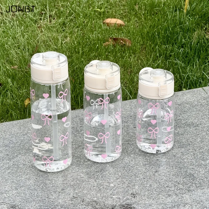 

Pink Bow Water Bottle Reusable PC Polycarbonate Cup with Lid Portable & Durable for Camping, Sports, Office School Drinks Bottle