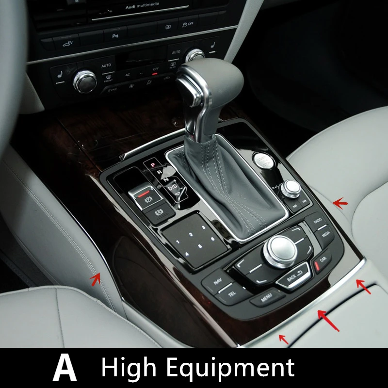 Compartimento central de estilo de coche, marco de cambio de marchas, pegatina decorativa embellecedora para Auid A6 C7 2012-2018, accesorios de Color de fibra de carbono