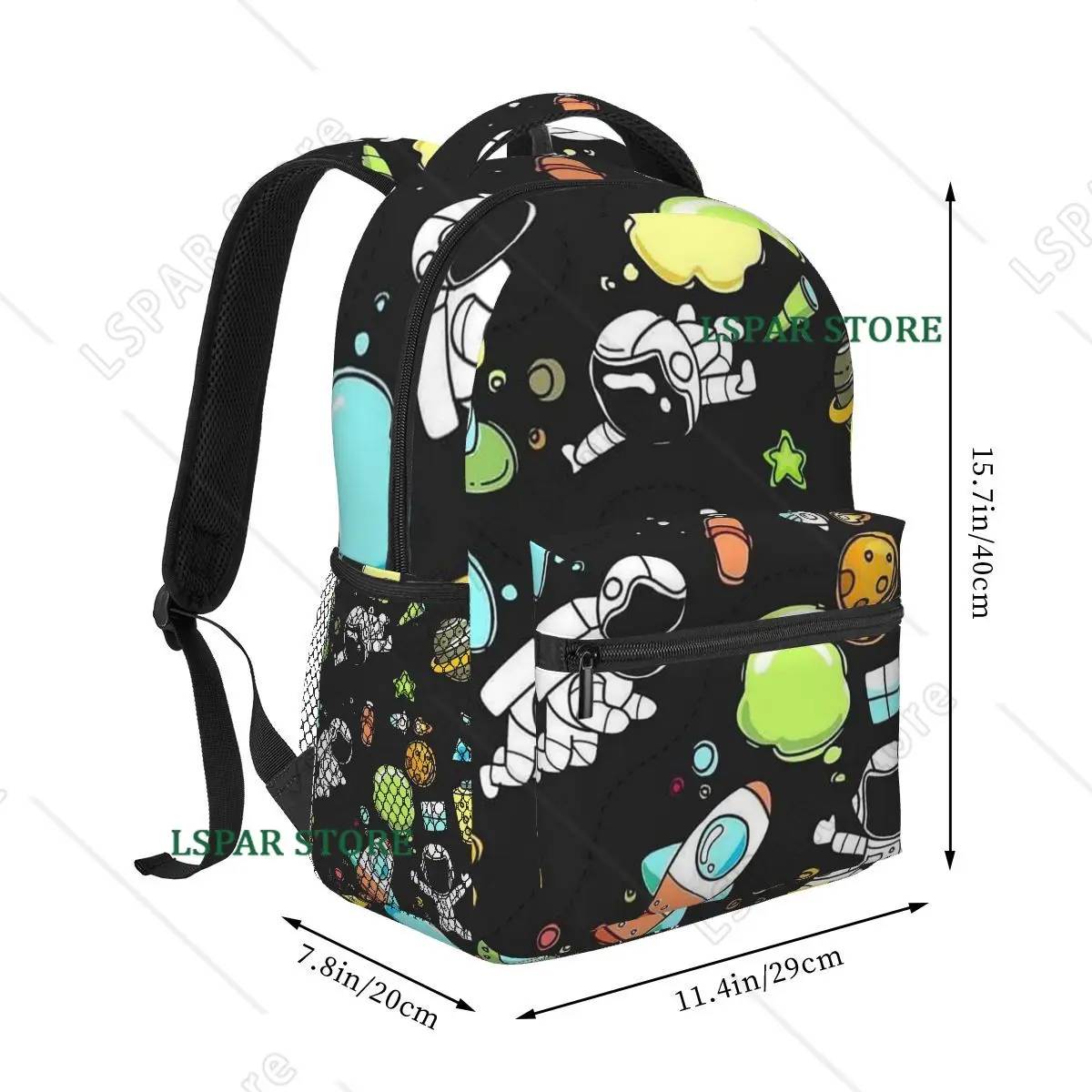 Astronauts Riding Monster Rocket Pattern Backpack Student Boys Girls BookBag Kids School Bag Laptop Shoulder Bags for Men Women