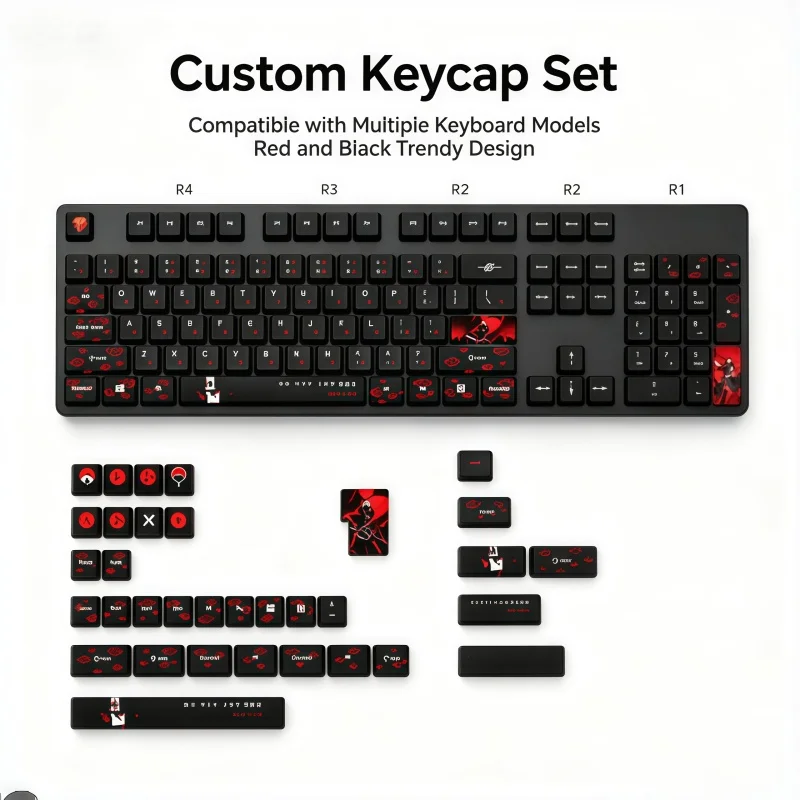Anime Naruto Uchiha Itachi PBT Keycaps Full Set Wear-resistant Cartoon Key Caps Accessories Cross Shaft Mechanical Keyboard