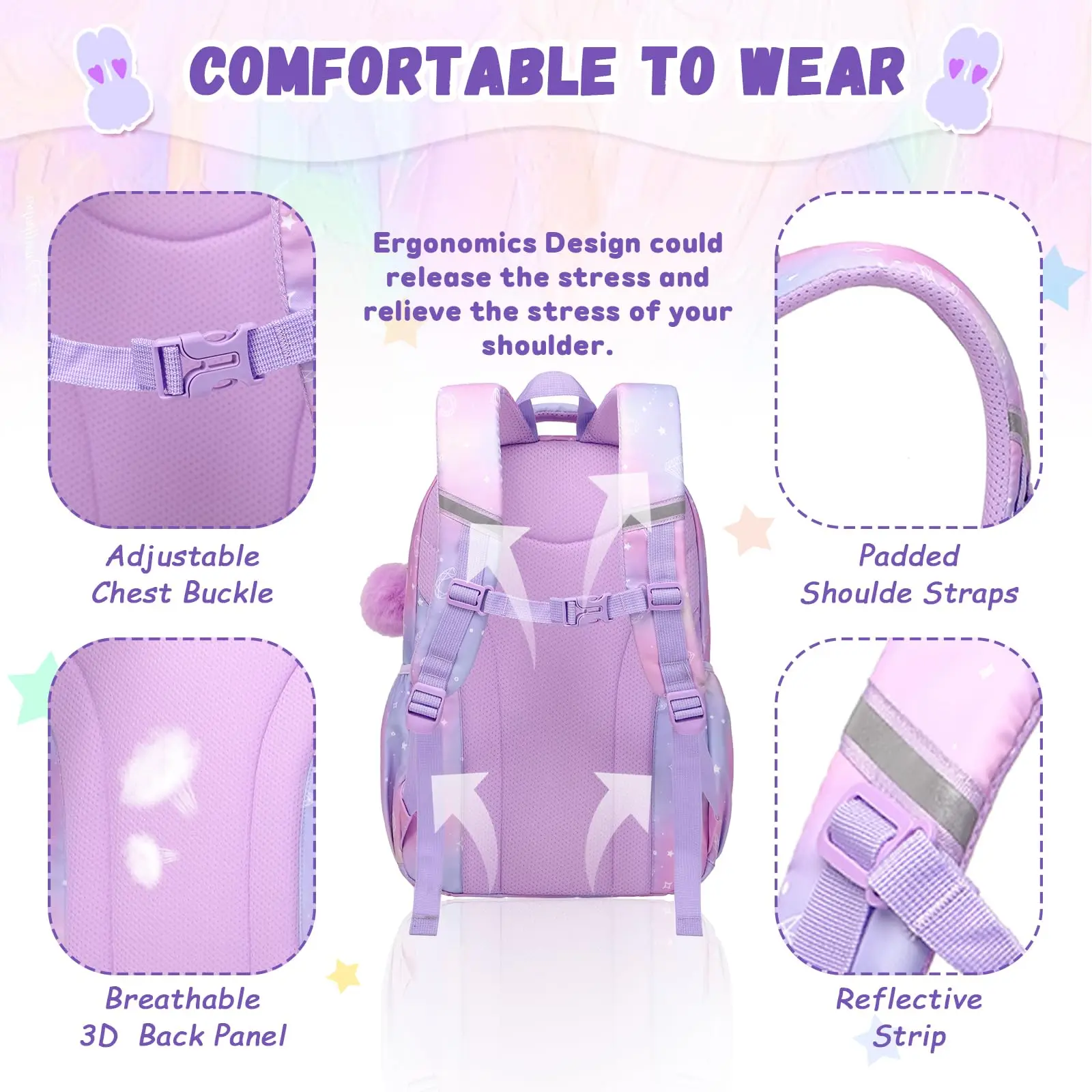 Mochila infantil para niñas - Mochilas escolares para estudiantes de secundaria - Bolsa de libros para la escuela primaria - Mochila Kawaii Ita