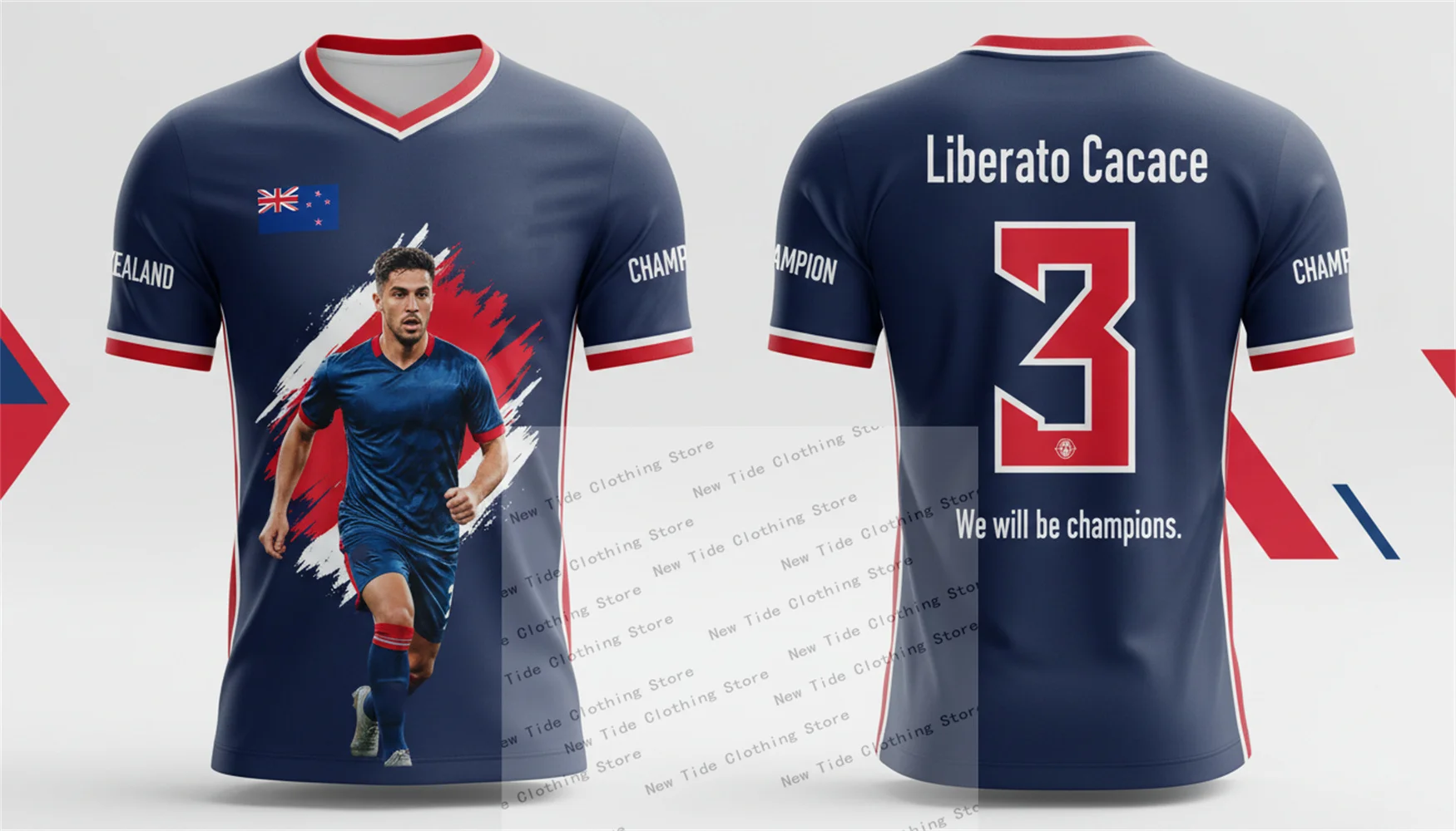نيوزيلندا 2026 كرة القدم لكرة القدم جيرسي وتي شيرت للرجال المشجعين - مجموعة معدات نمط المعجبين تظهر دعمك الآن 3