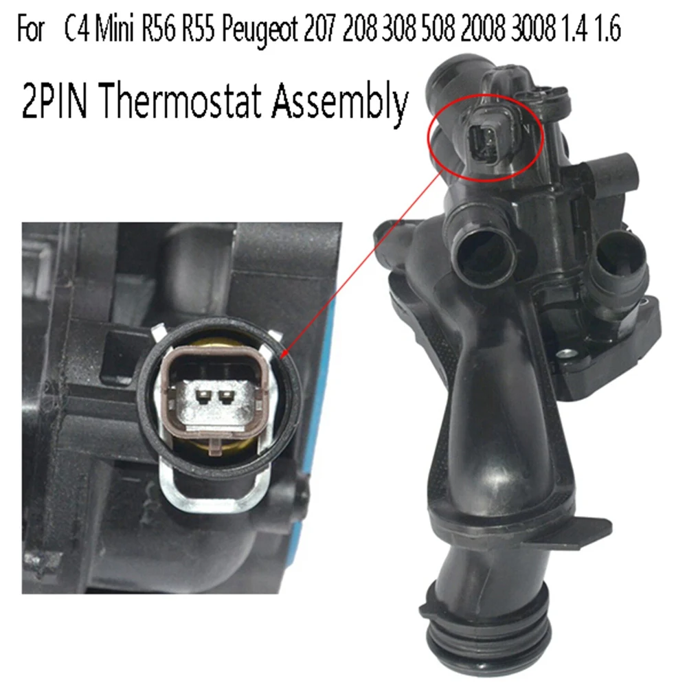 Thermostat Housing Water Outlet Fit for Citroen C4 MINI R56 R55 Peugeot 207 208 308 508 2008 3008 1.4 1.6 9808646980