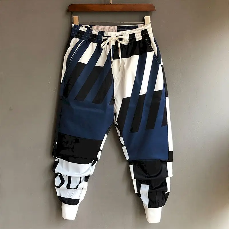 Verão tendência cor casual sprts calças homens bonito leggings harém sweatpants estilo coreano all-match solto tornozelo-comprimento calças homem