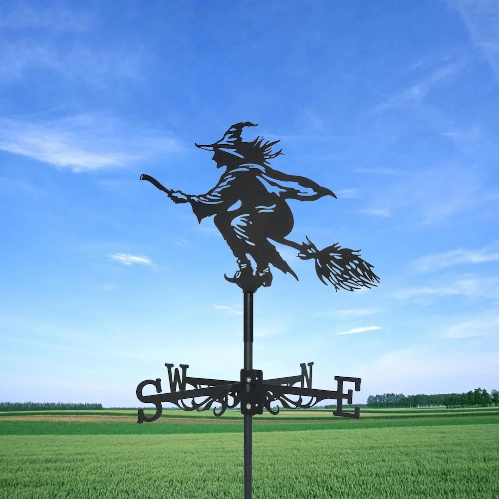 

Magic Broom Witch Weather Vane Standing Wind Vanes Cottage Weather Vane Decor Roof For Outdoors Deco Yard Shed Home Fence Post