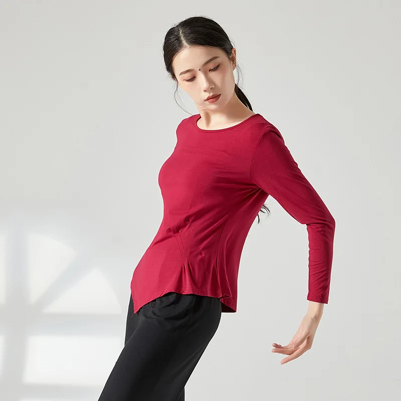 Roupas de prática de dança feminina primavera e verão novas roupas de dança topos soltos roupas de treinamento de corpo dança