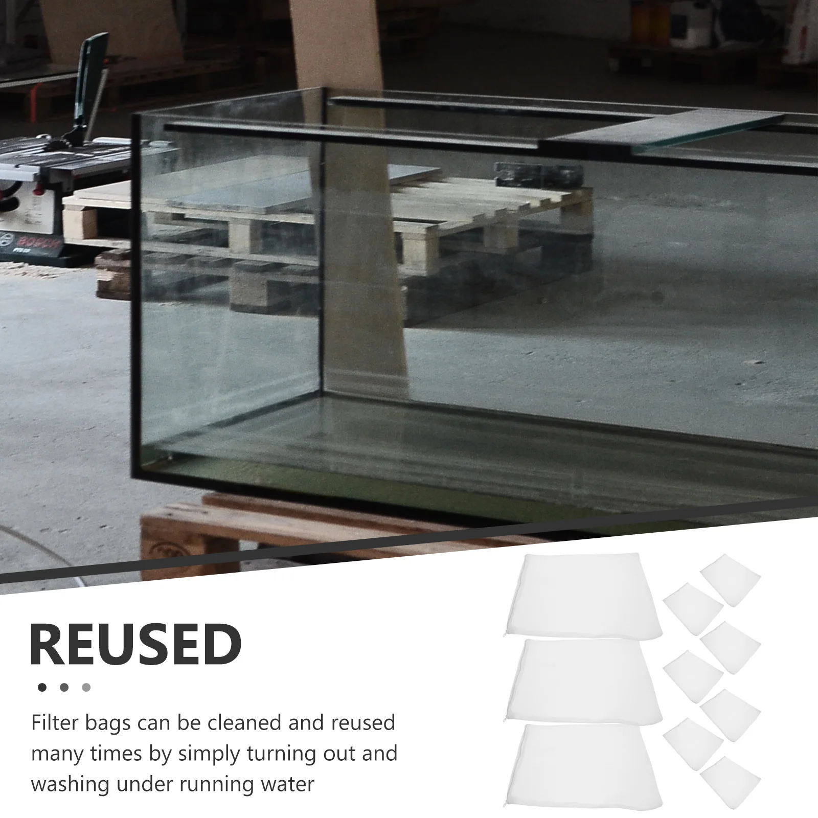 

10Pcs Fine Mesh Filter Bag for Fish Tank Aquarium Filter Pouch Reusable Mesh Bag for Filtration Media Replacement Tool