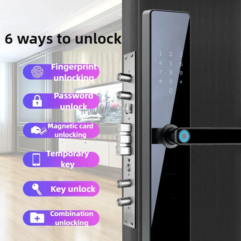 Smart Door Lock Home Use Fingerprint Password Magnetic Card Temporary Key Key Multiple Unlocking Methods Intelligent Induction