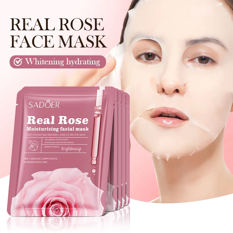 

10/20 Pieces of Rose Moisturizing and Brightening Facial Mask, Made from Natural Plant Fibers, Soft and Skin-Friendly, Brightens Skin Tone, Whitens Skin, Moisturizes Skin, Nourishes Skin, a Great Holiday Gift