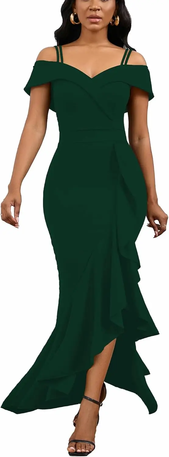 

2025 женское сексуальное элегантное вечернее платье на подтяжках, свадебное платье без рукавов для гостей, гофрированный край с разрезом, вечернее бальное платье