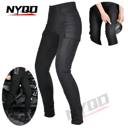 VOLERO Retro Moto Pants Women's Motorcycle Riding Protection Pants Multi Bag Casual Anti Drop Motocross Pants Wear Resistant