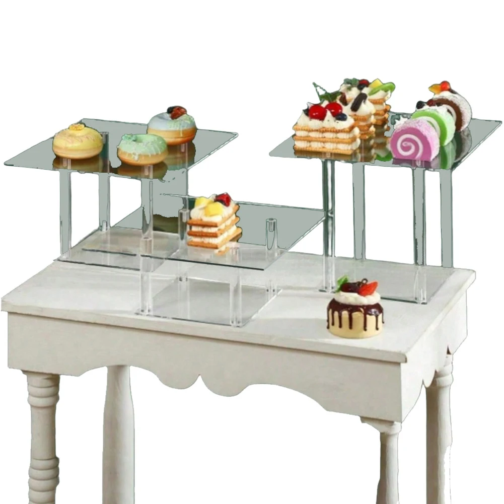 Clear Acrylic Dessert Display Set - 3 Tier Stands For Weddings & Parties Acrylic Cake Stand Fillable Cake Risers Clear Cake Tier