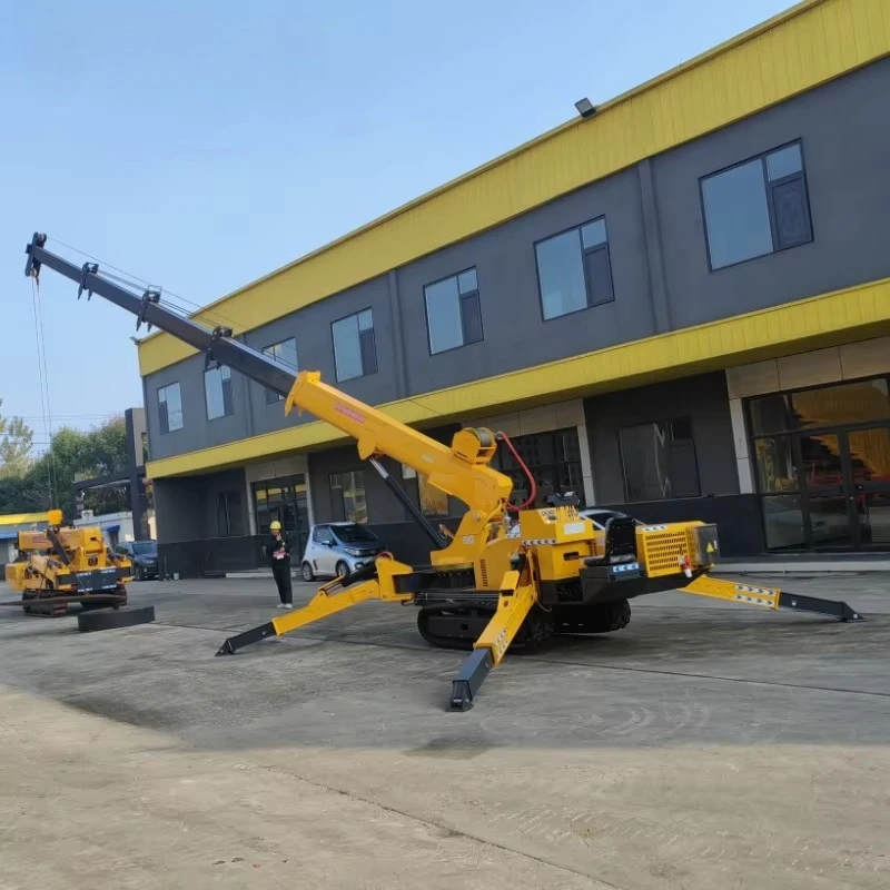 3-16Ton Compact Spider Crane with Telescopic Boom , Wireless Remote Control , 360 Slewing for Bridge Maintenance