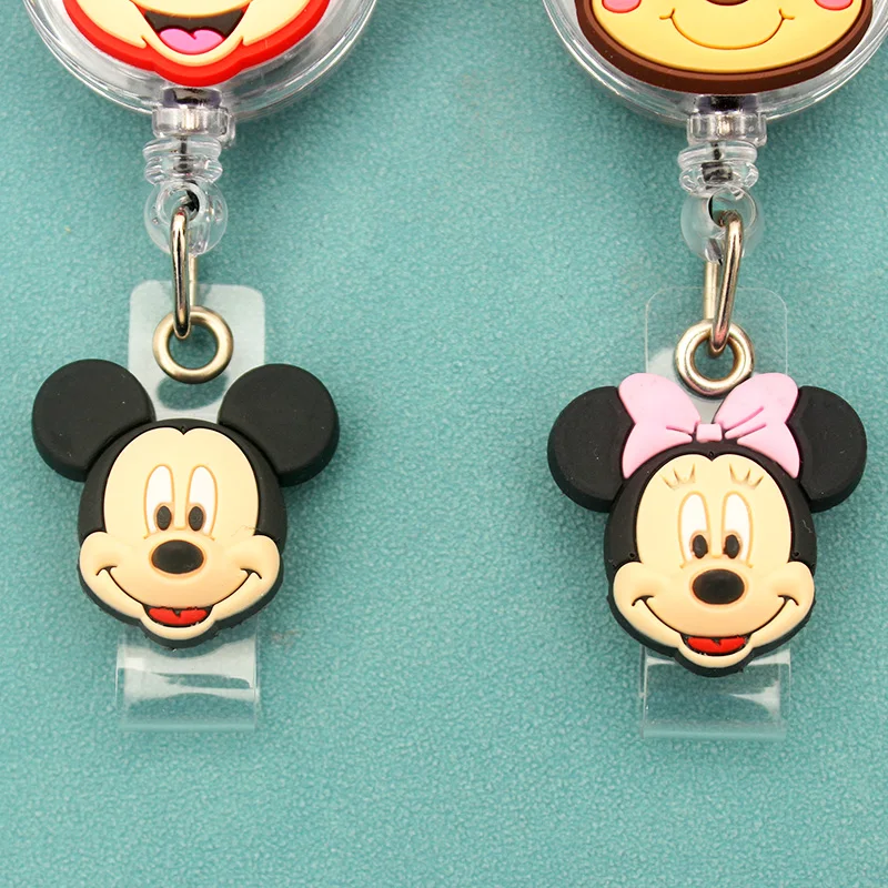 Three-Dimensional Face Minnie Style Mickey Badge Reel Nurse Enfermera ID Holder Girl Boy Retractable Name Card Holder Accessory