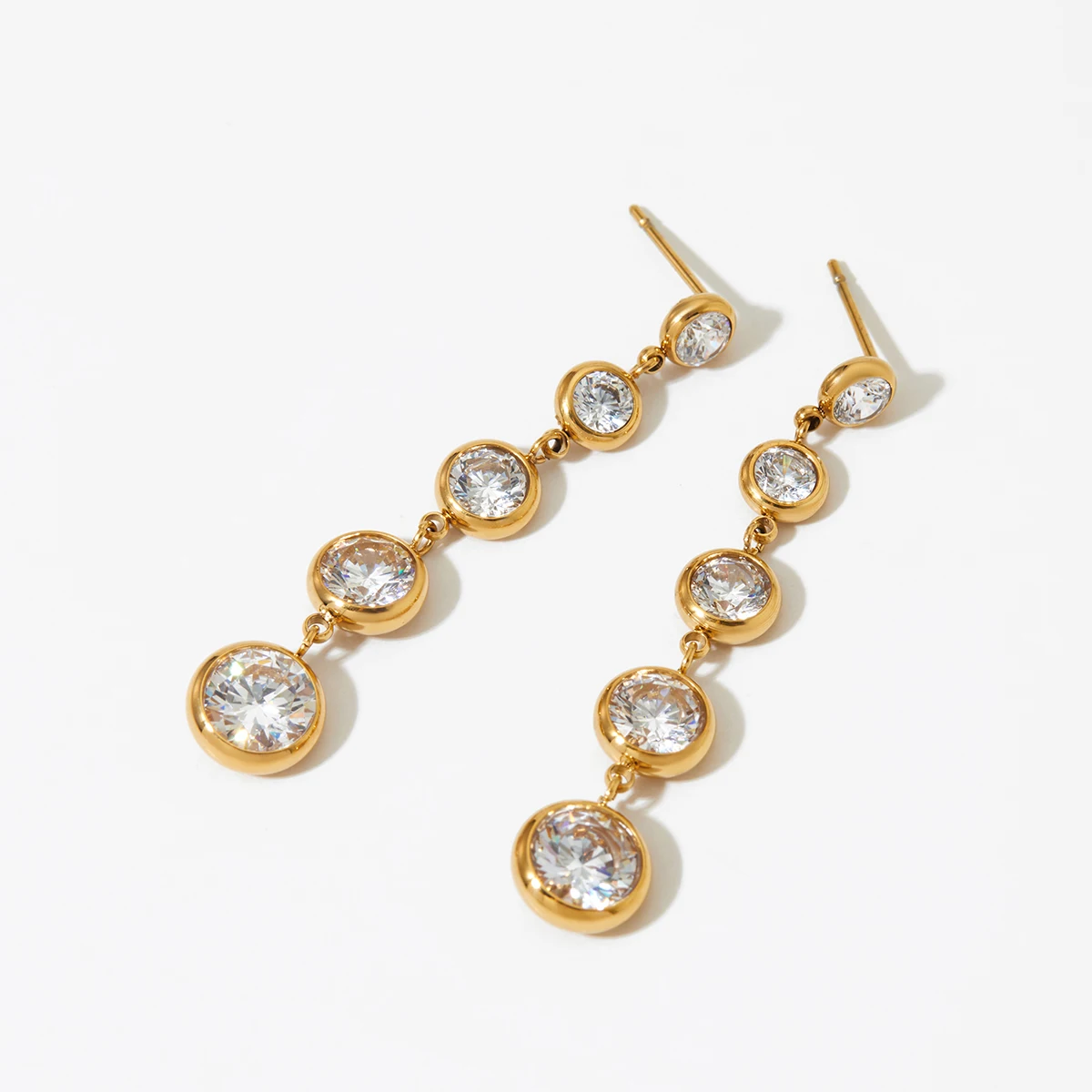 

Luxury Fashion Trendy Wholesale Bulk Gold Plated Zircon Stainless Steel Women Jewelry Drop Earrings for Women