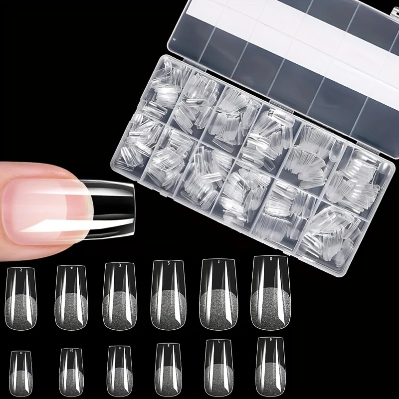 600 Stück künstliche Nagelspitzen, mit mattem und halbmattem Finish, in den Formen Mandel, French Coffin, Stiletto, Oval und Quadrat, mit verstärkten Spitzen an der Vorderseite. – Detail 6