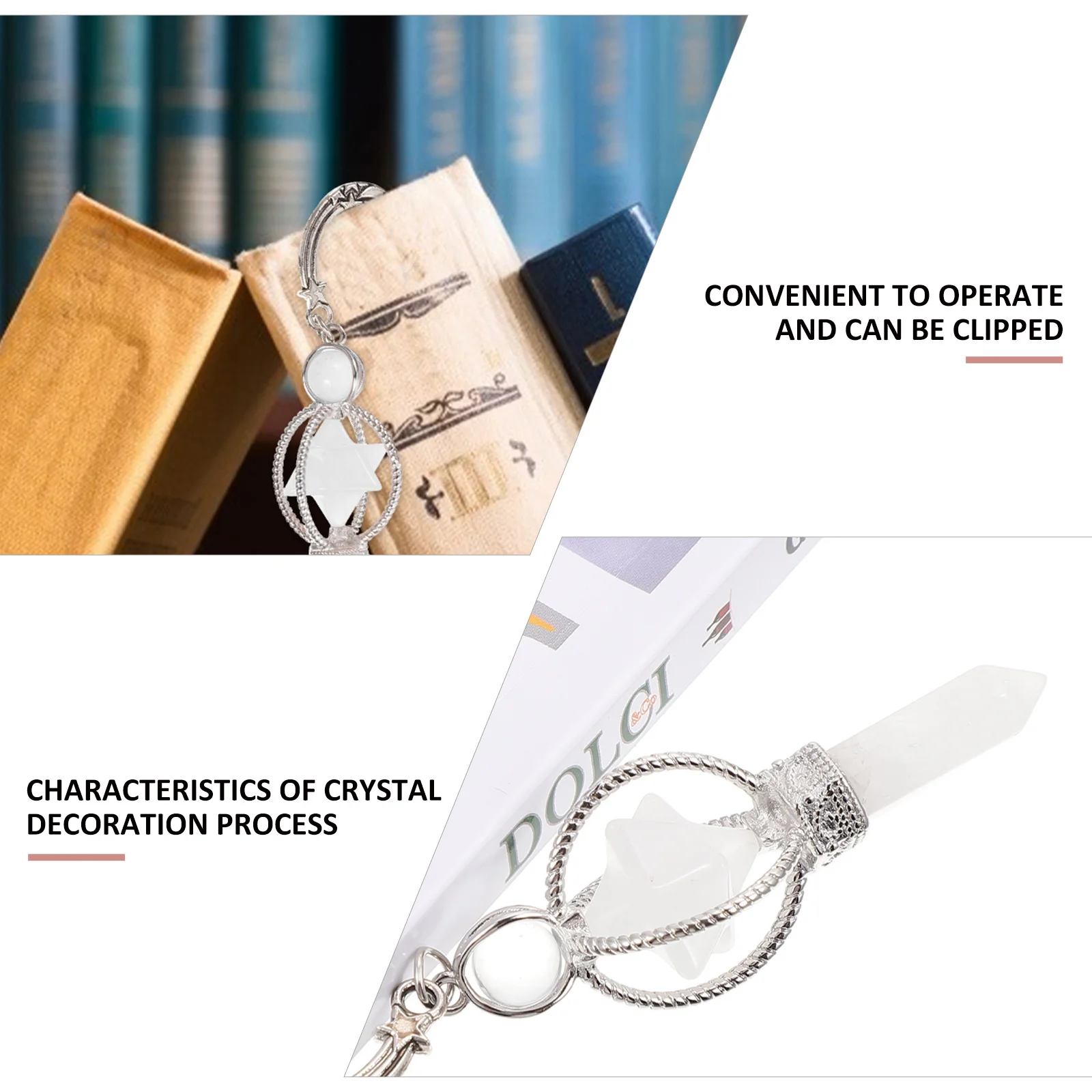 1Pcs Metal Bookmark Crystal Craft Creative Exquisite Reading Tag Pendant for Book Lovers Student Bookmark Decorative