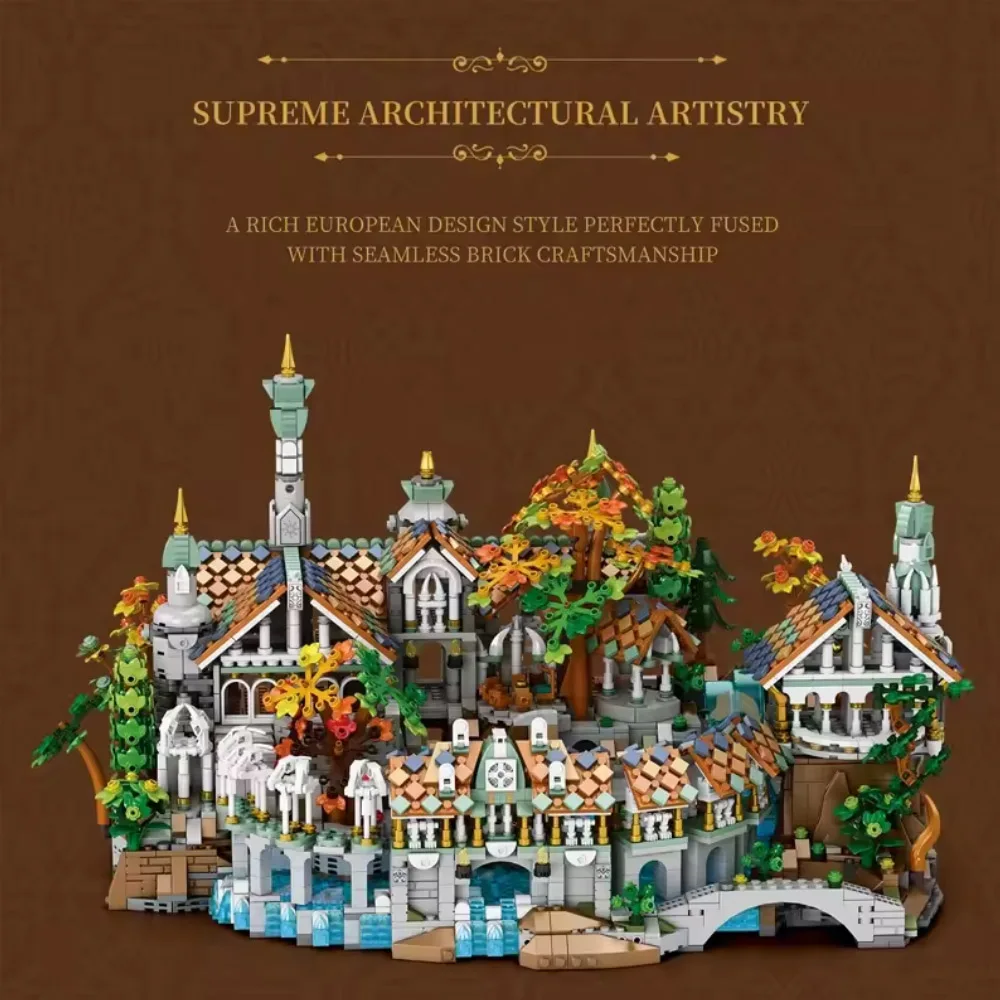 Conjuntos de construção de castelo medieval de filme Rivendell, kit de modelo de blocos de tijolos de montagem de construção modular de cidade, brinquedos presentes para crianças e adultos 4406 peças