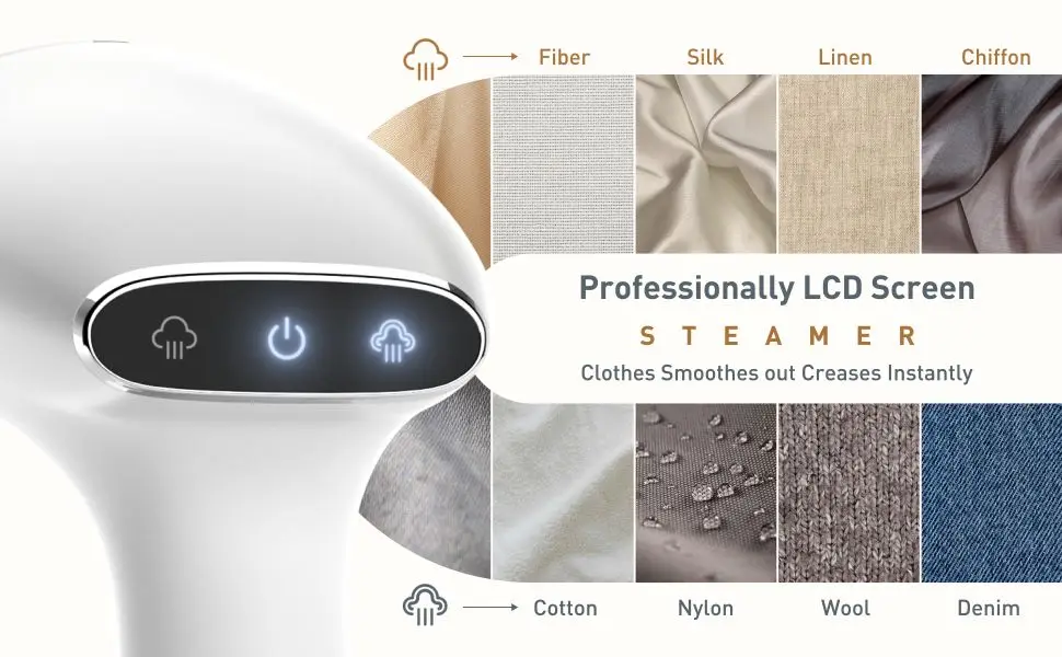 E16 مكواة بخار للملابس المحمولة عالية الطاقة LED تعمل باللمس 1500 وات طلاء أخضر غير لامع #6