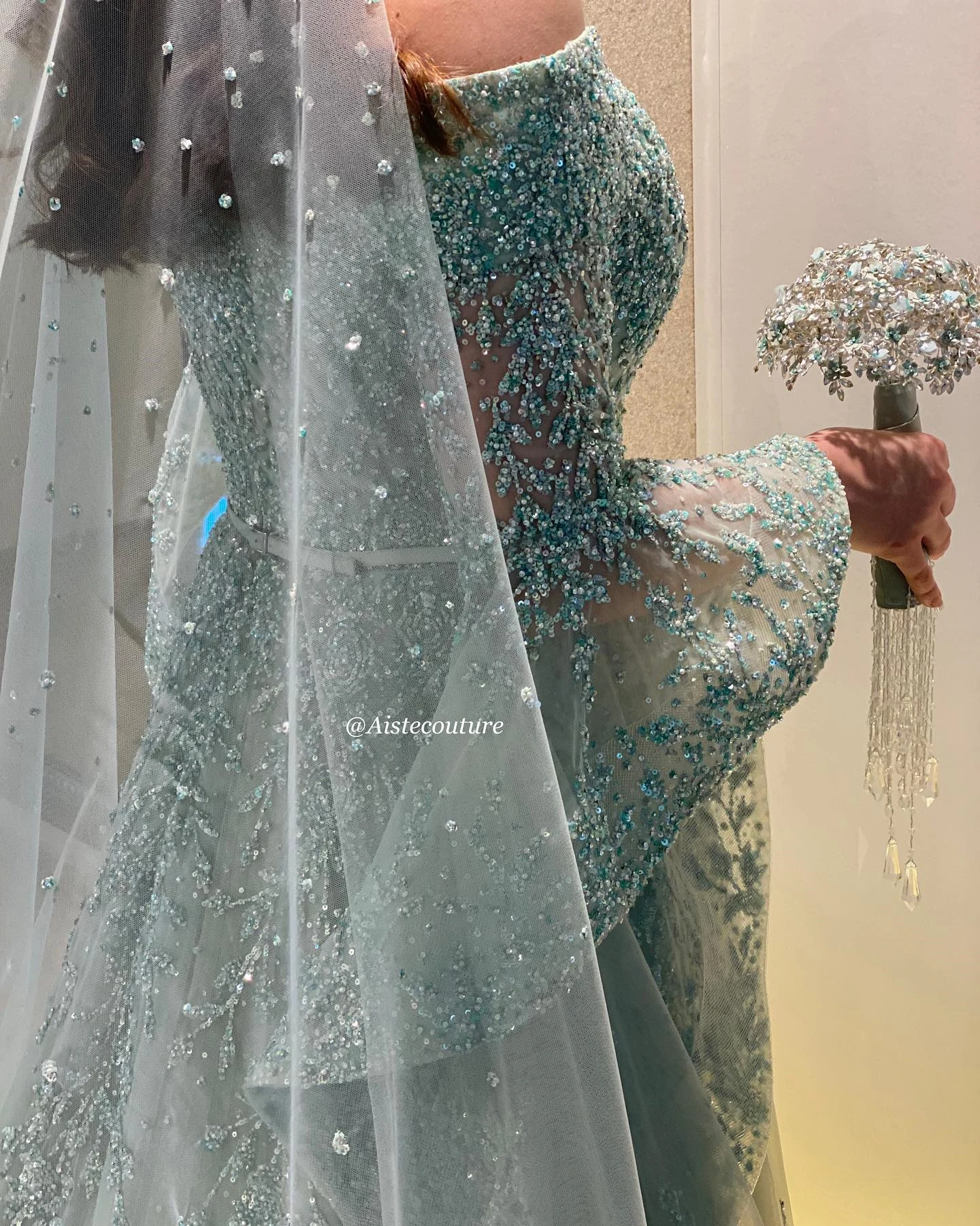 FATAPAESE Customized Prom Evening Gown with Flowy Sleeves Off-Shoulder Glitter Cathedral Tail فساتين مناسبة رسميةFormal Ba