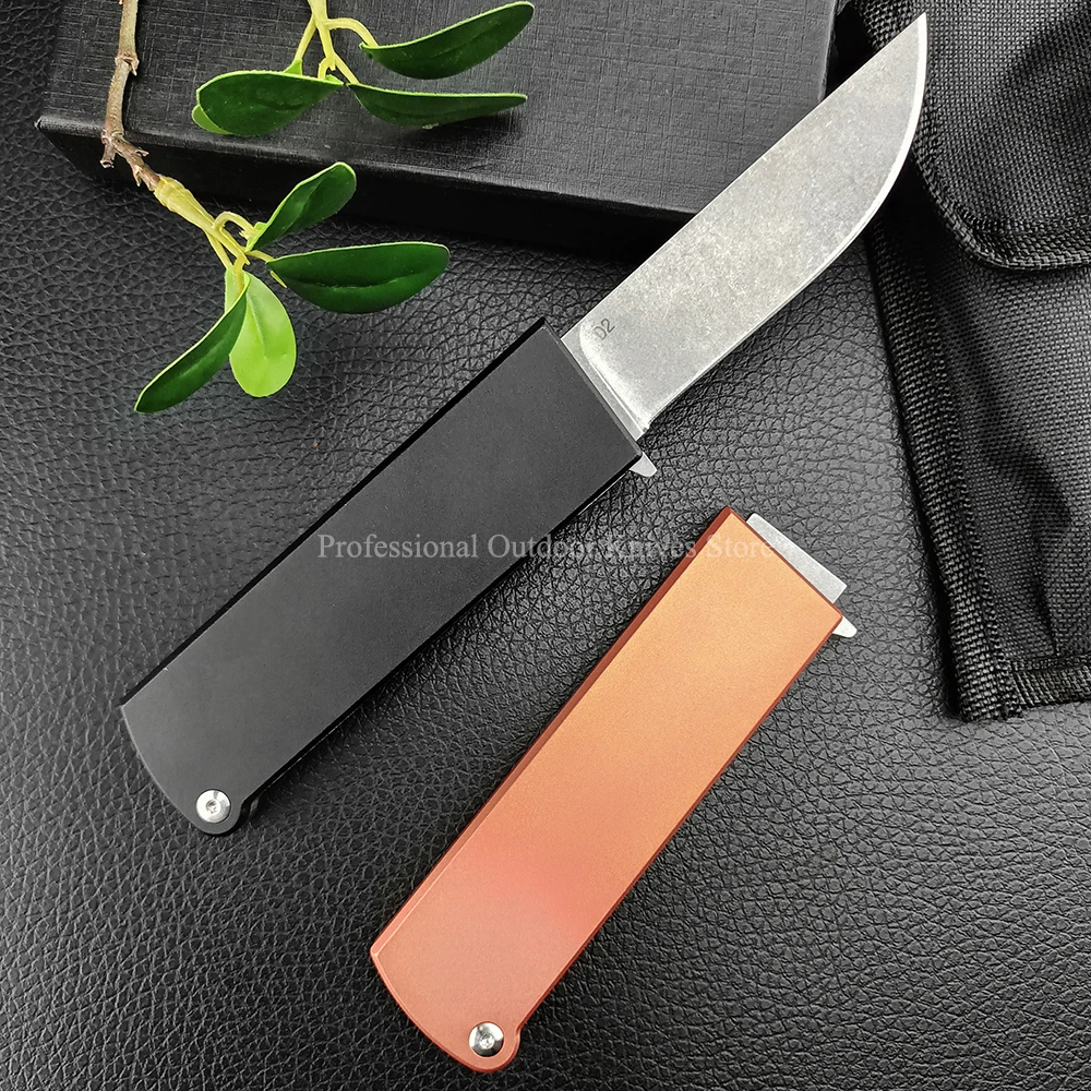 

3.15" D2 Steel Blade Hunting Tactical Flipper Folding Knife Hunting Survival EDC Orange/ Black T6 Aluminum Handle Pocket Knives