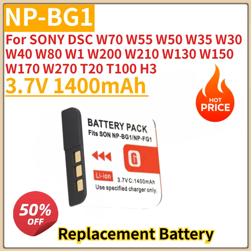 

New Np-bg1 NP FG1 Battery 3.7V 1400mAh for SONY DSC W70 W55 W50 W35 W30 W40 W80 W1 W200 W210 W130 W150 W170 W270 T20 T100 H3