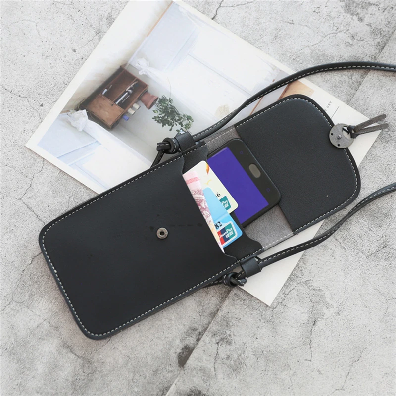 Phone Wallets Transparent Touch Screen Mobile Phone Bag Pouch Women Phone Purse Messenger Bags Small Flap Bag Mini Shoulder Bag