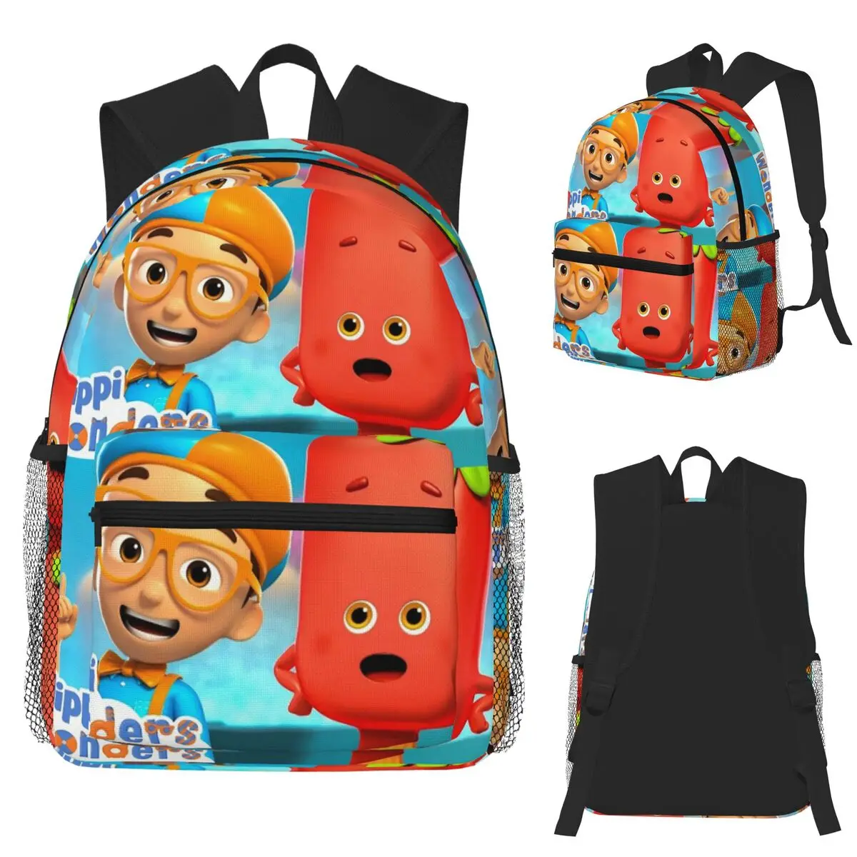 만화 Blippiing 영어 교사 학생 배낭 학교 가방 소년을위한 하이킹 여행 데이 팟 소녀 패션 Bookbag 어깨 가방