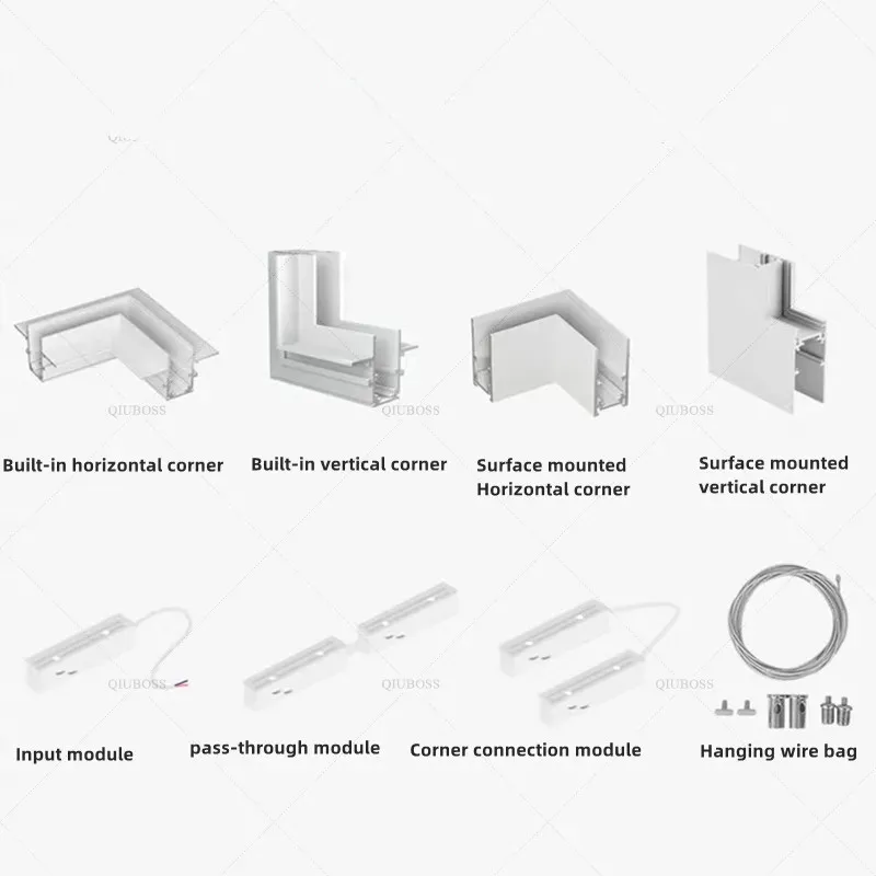 Modern Magnetic Track Lights, Embedded LED, White Spotlight, Downlight, Iluminação da sala de estar, Grille Lamp Series, Sem luz principal