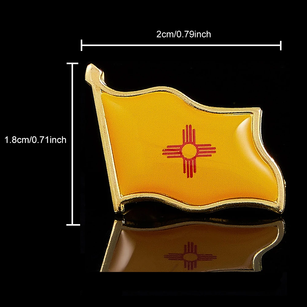 USA State of New Mexico Flag Coloried Patriotism Lapel Pins Gold Plated Waving State Pin&Brooch view 2