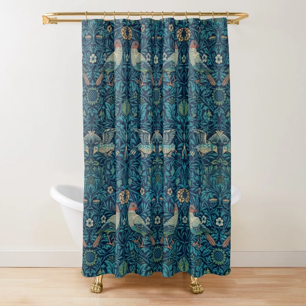 William Morris Shower Curtain,Green Shower Curtain Set for Bathroom Heavy Weight Fabric Decorative Bath Curtain Washable Curtain