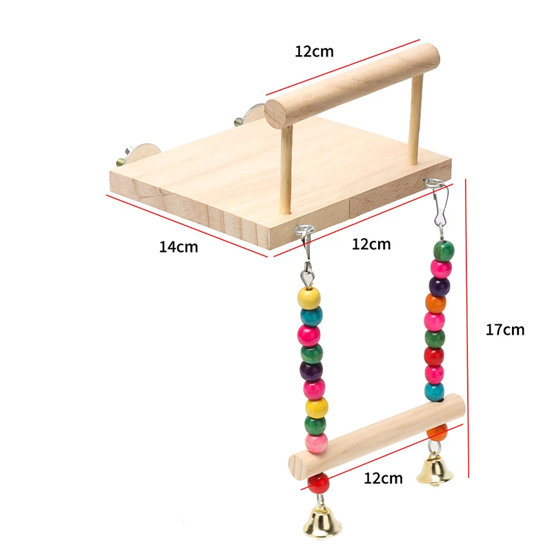 Bird Swing Toy Hanging Swing Cage Wooden Parrot Perch Stand Playstand With Chewing Beads Cage Playground For Budgie Pendant