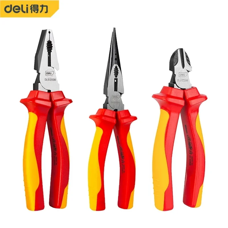 6/8 Inch 1000V Insulated Needle Nose Pliers Multifunction Electrician Repair Hand Tools VDE Insulated Labour-saving Wire Cutter