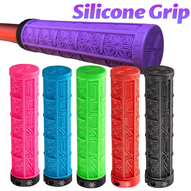 

Mtb Silicone Grips Purple Pink Black Red Blue Yellow Orange Green Lock On Grips Dirtbike Bicycle Handlebar Grips