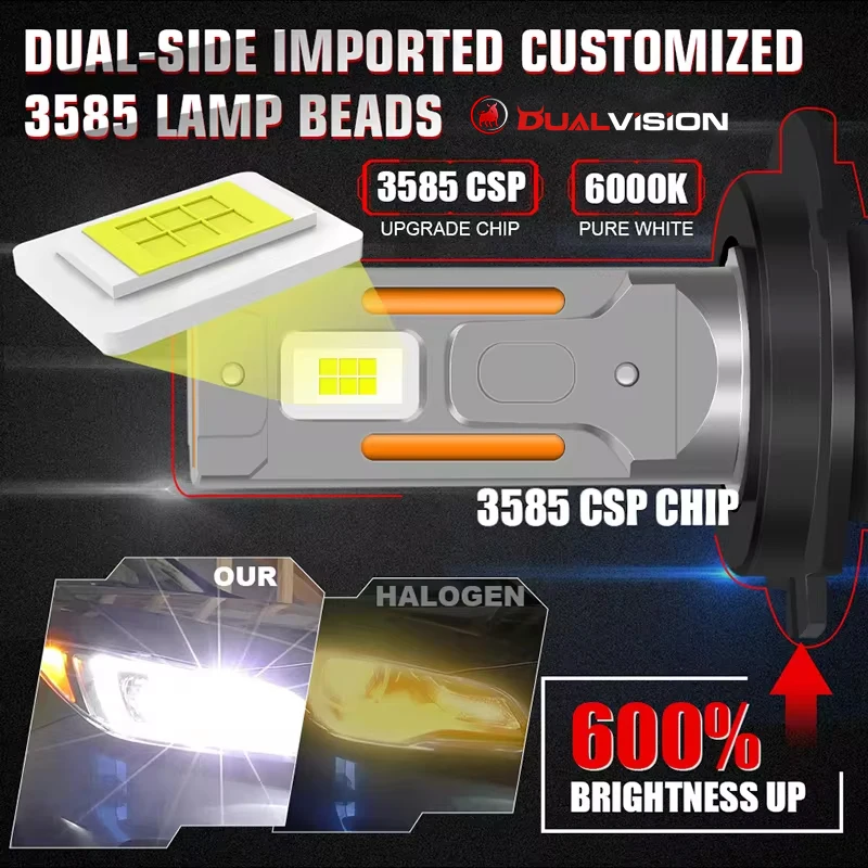 Dualvision H7 Led Canbus Car Headlight Bulbs 300W 30000LM H4 Led Lamp H9 H11 HB3 9005 HB4 9006 H1 9012 Hir2 LED 6000K Fog Light