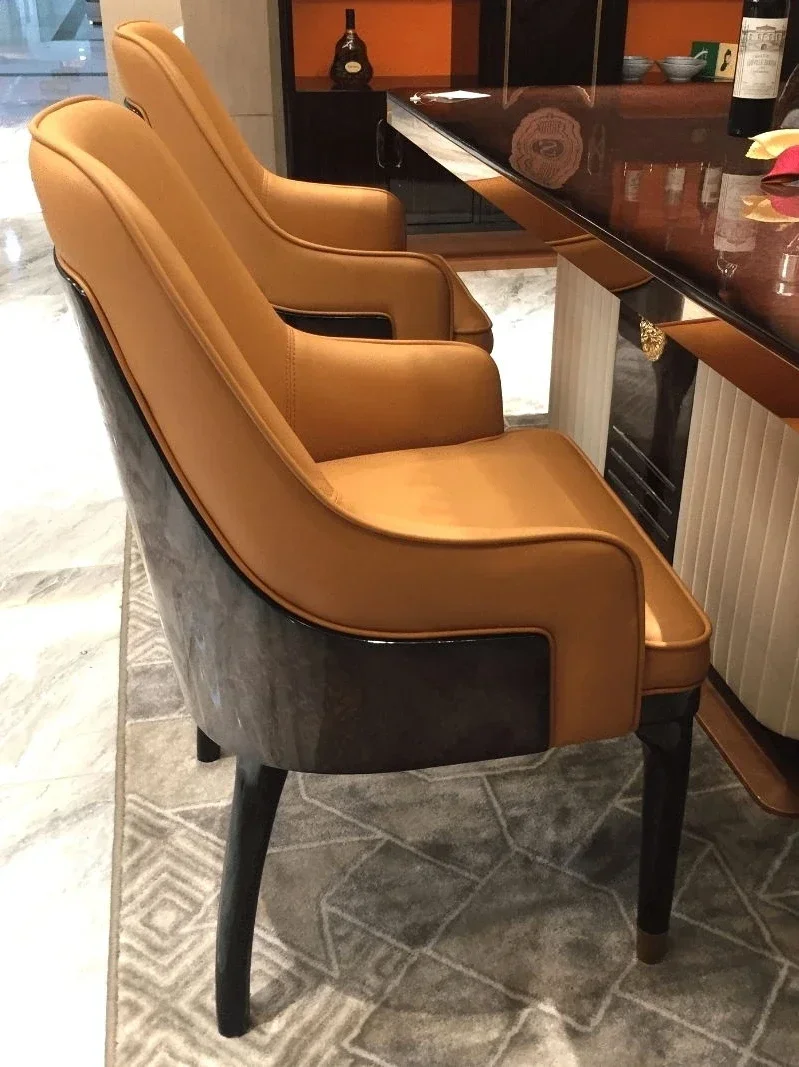 Italian light luxury dining chair imported leather