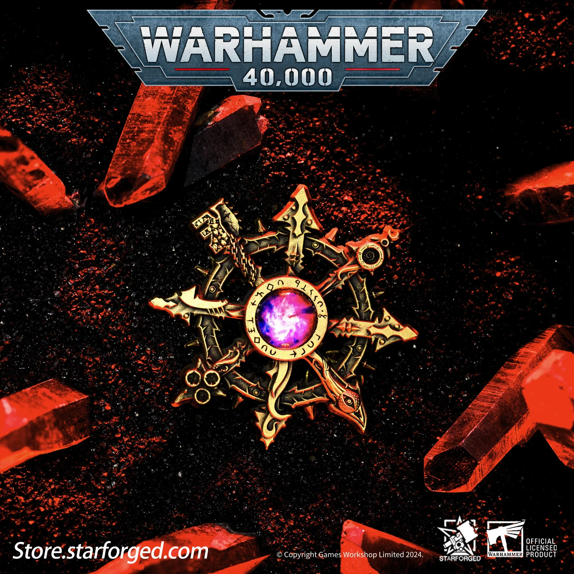 Starforged Star Forged Warhammer 40K Peripheral Chaos Eye of Fear Eye of Fear Subspace Rift Brooch Game Peripheral Collectible