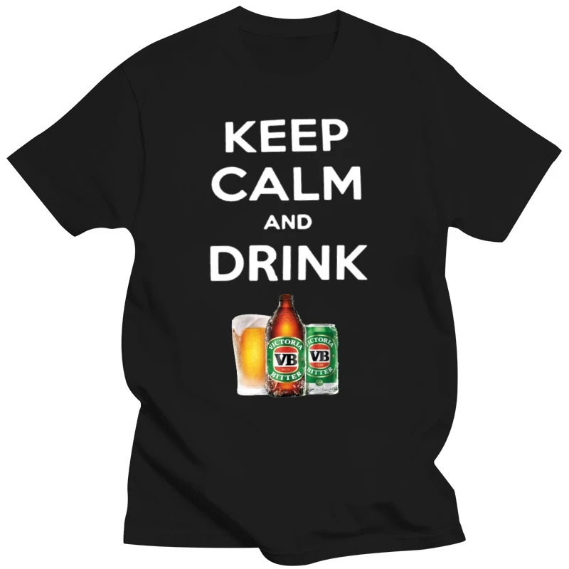 T Shirt Keep Calm Drink VB MENS BLACK ALL SIZES S TO 3XL Beer Victorian Bitter