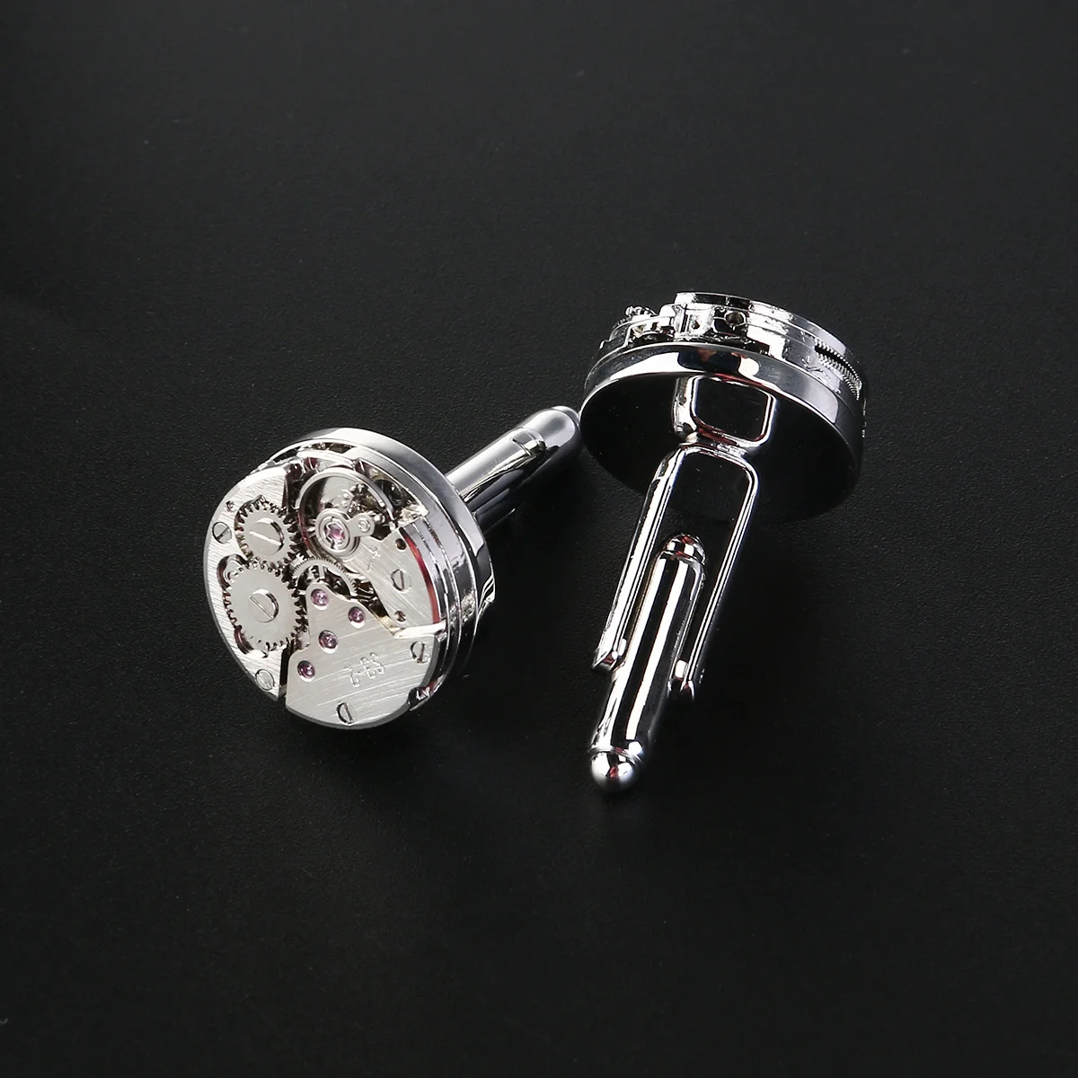Pair Vintage Men's Copper Silver Golden Steampunk Clockwork Mechanical Movement Cufflinks Birthday Gift Sleeve Buttons