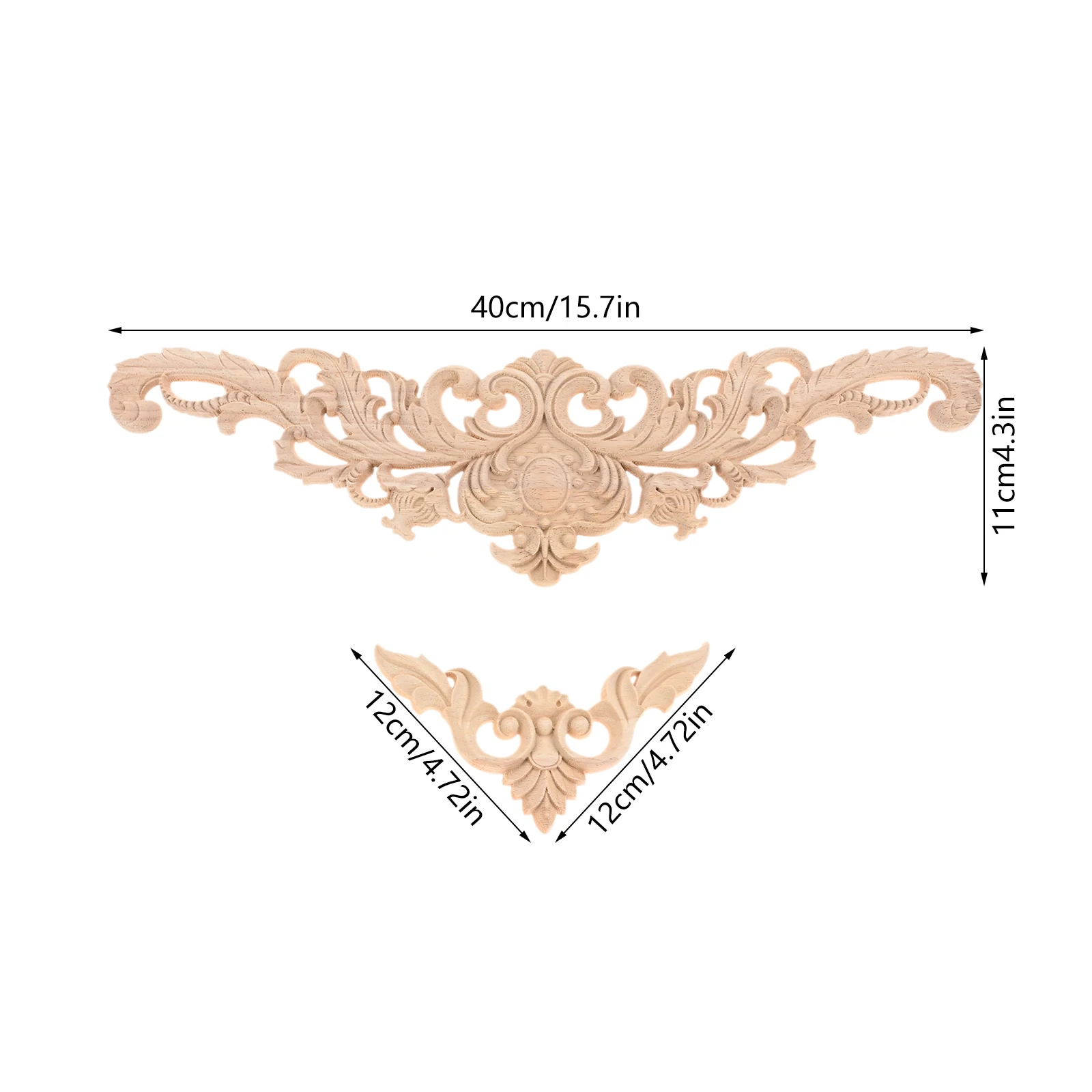 5pcs/1kit Wooden Decals Corner Appliques Cut Carved Flower Strip European Style Branch Decor Cabinet Door Wall Fireplace Bed - view 3