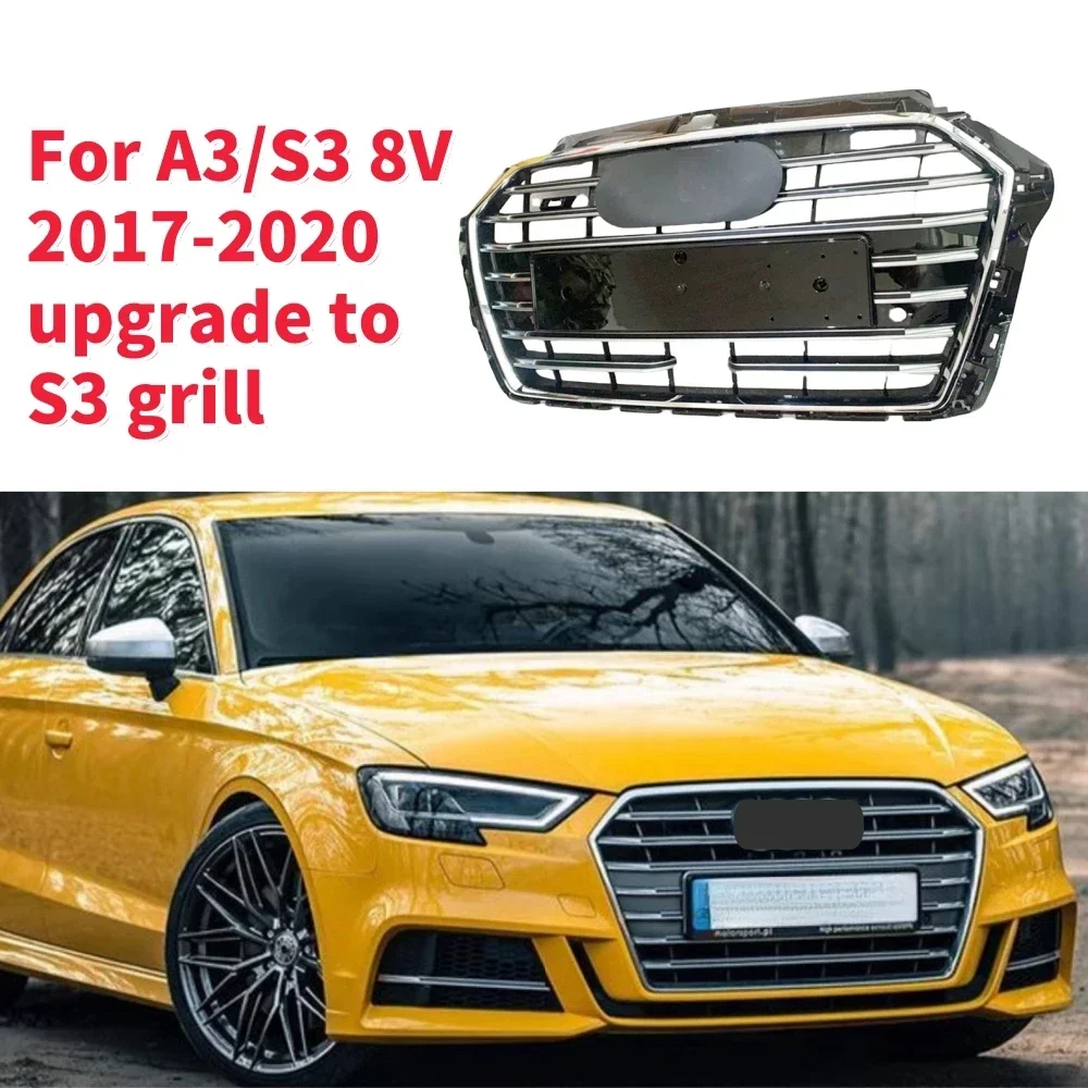 Racing Grills Front Hood Grille Car Front Bumper Grill Center Grille for S3 Grill for A3/S3 8V 2017-2020 With ACC