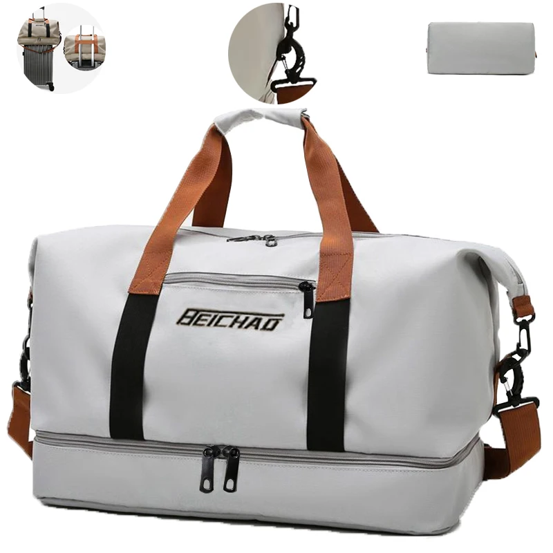 

Multi-Color Travel Duffle Bag, Luggage Strap Compatible, Multi-Compartment, Gym/Travel, Stylish & Practical