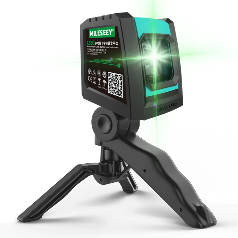 Mileseey 2 Lines Laser Level L52R Professional Vertical Cross Laser Leveler with USB Charge and Tripod Indoors and Outdoors