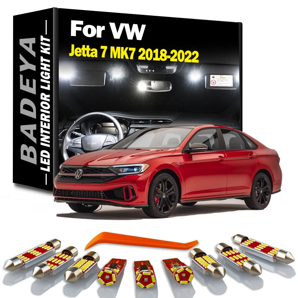 BADEYA 10Pcs Canbus LED Bulbs Interior Reading Map Dome Trunk Light Kit For VW Jetta 7 MK7 2018 2019 2020 2021 2022 Accessories