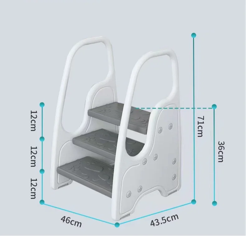 3 Step Stool for Kitchen Counter Book Shelf Bathroom Sink Toilet Potty Training with Handles Toilet Stool Wide Step